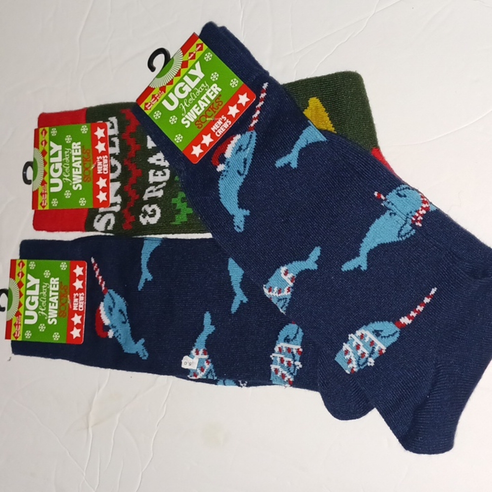 Ugly  holiday sweater socks Men's crews